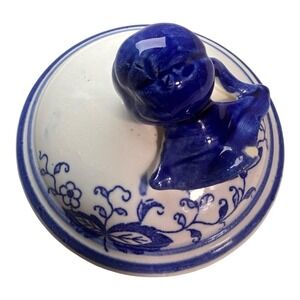 Vintage Japan Blue Onion Canister Lid as replacement *see